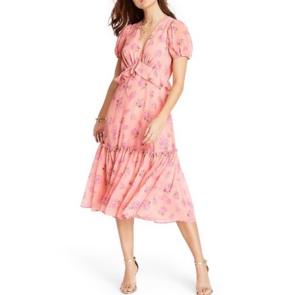 LoveShackFancy x Target Fleur MIDI Dress Sz 12 Floral V-Neck - Picture 1 of 8